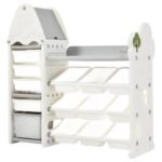 Little Angel – Toys Organizer Cabinet With 14 Bins & Hook – White