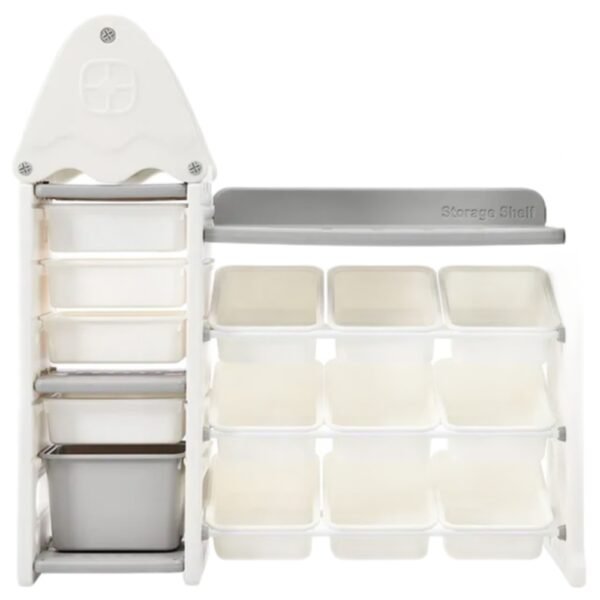Little Angel – Toys Organizer Cabinet With 14 Bins & Hook – White