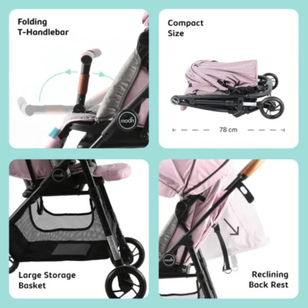MOON – Revo 360 Rotating Stroller – Pink