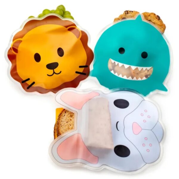 Melii Reusable Snack Bags with Zip Closure Animals Design 6 pcs