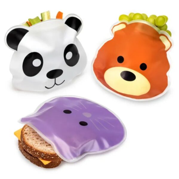 Melii Reusable Snack Bags with Zip Closure Animals Design 6 pcs