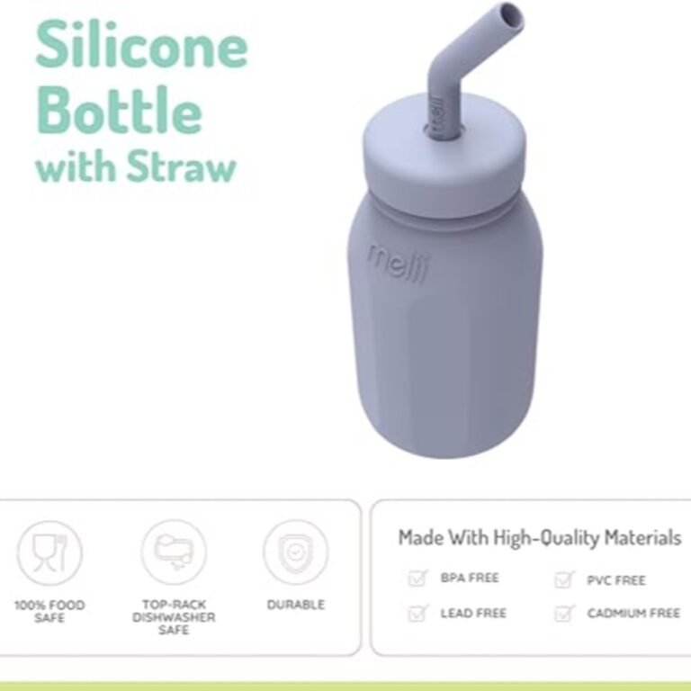 Melii Silicone Water Bottle with Straw 230 ml Grey