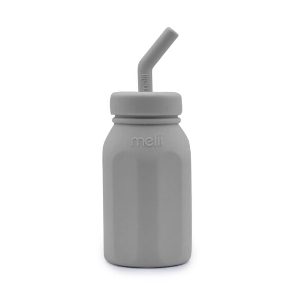Melii Silicone Water Bottle with Straw 230 ml Grey