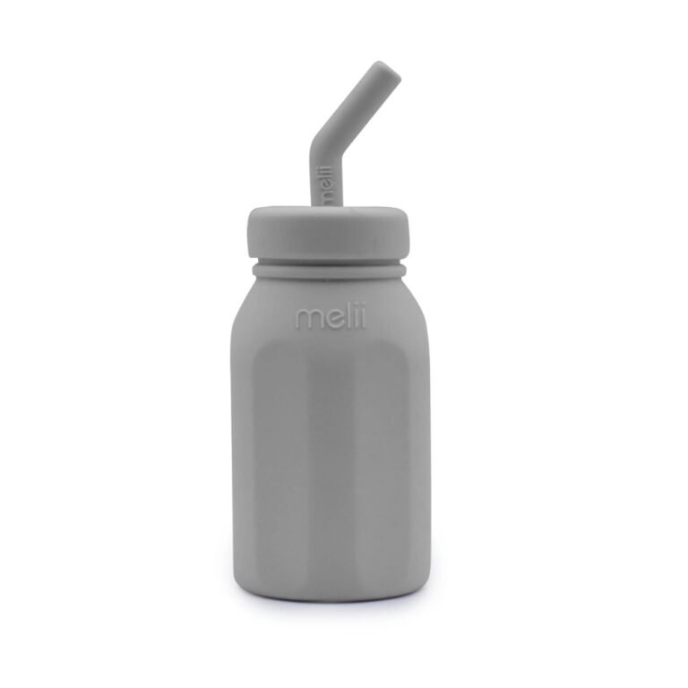 Melii Silicone Water Bottle with Straw 230 ml Grey