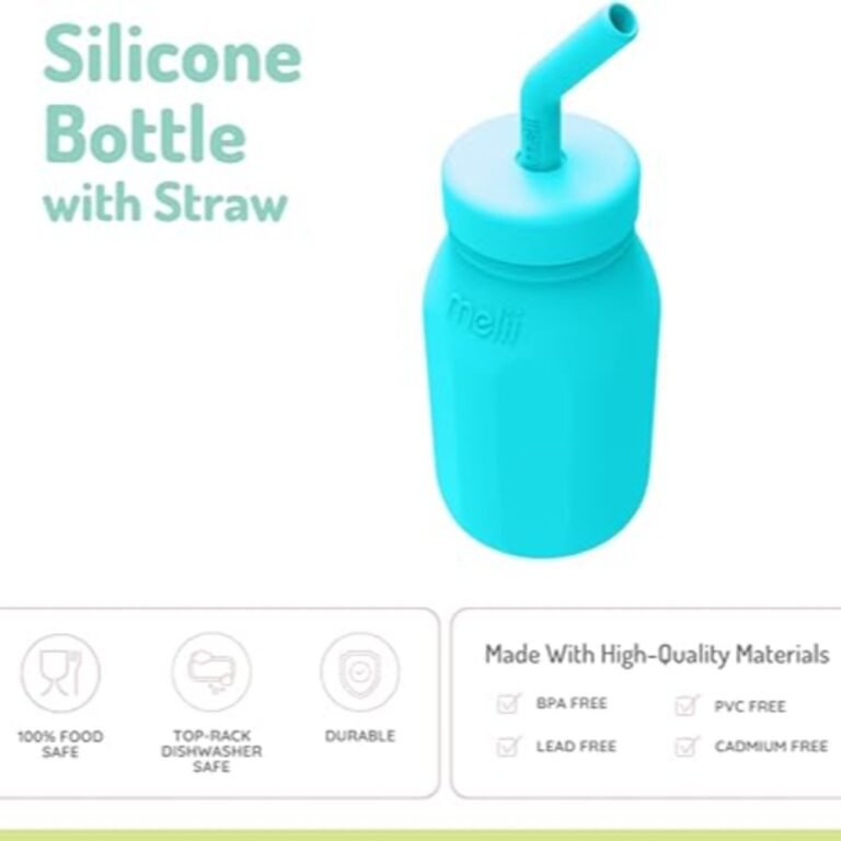 Melii Silicone Water Bottle with Straw 230 ml Turquoise