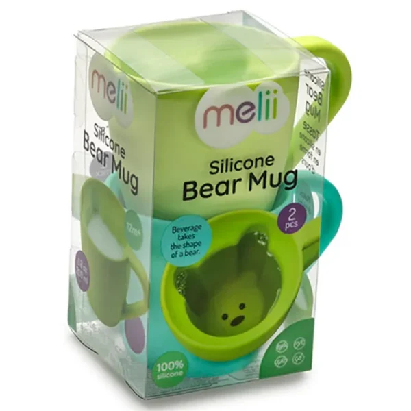 Melii Silicone Bear Mug – 2 Pack (Mint & Turquoise)