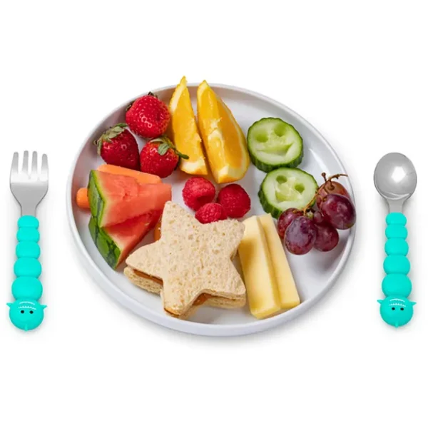 Melii Spoons & Forks Set – Brown Bear & Turquoise Shark (4 Pcs)