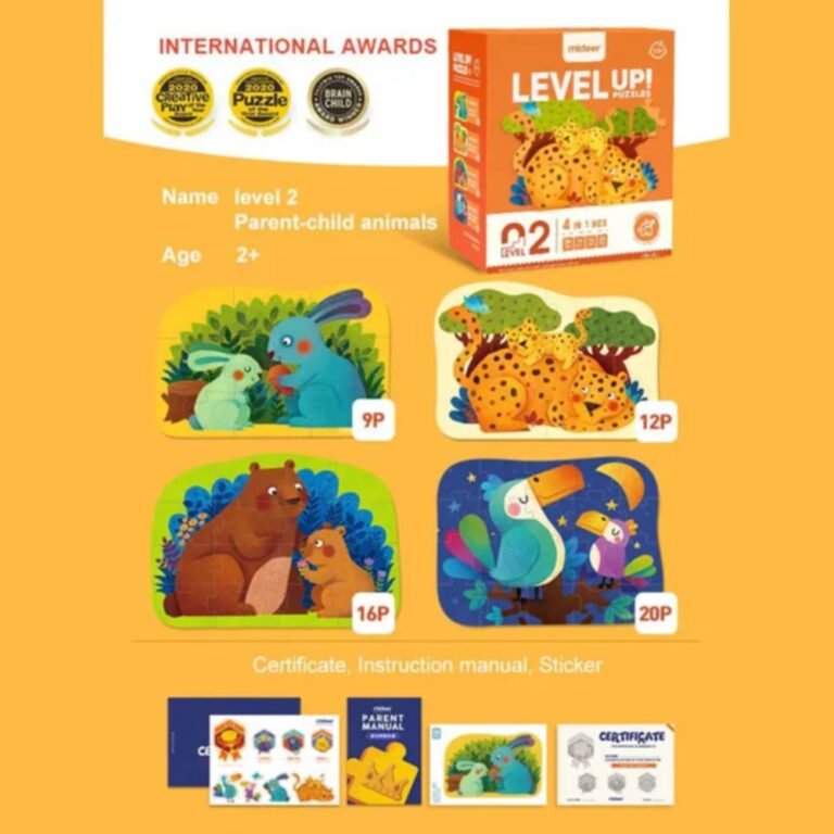 Mideer - Level Up Puzzles - Animals (4 in 1) Level 2
