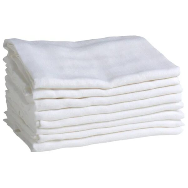 Mininor – Organic Muslin Towel, White 8 – Pack