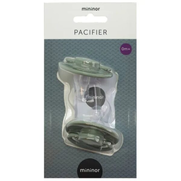 Mininor – Round Pacifier Silicone 0M – Willow Green – 2pcs