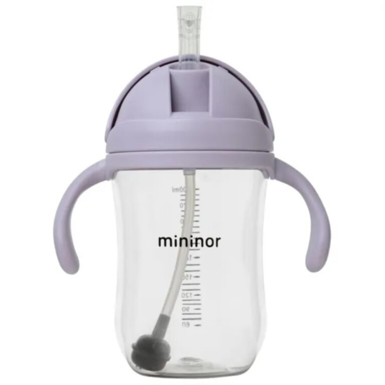 Mininor - Straw Bottle Tritan 330ml Lilac Flower