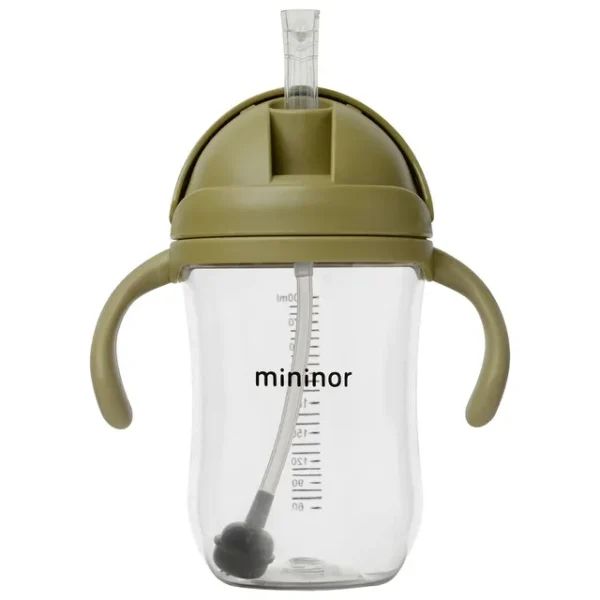 Mininor – Straw Bottle Tritan 330ml Moss Green