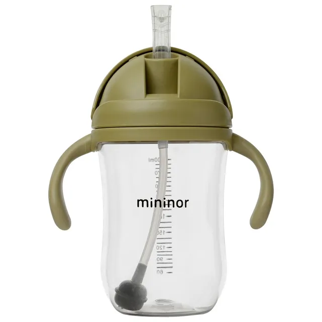 Mininor - Straw Bottle Tritan 330ml Moss Green