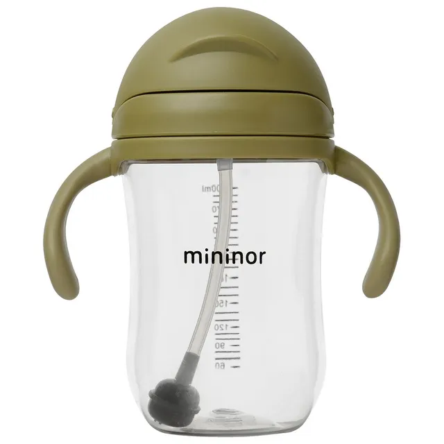 Mininor - Straw Bottle Tritan 330ml Moss Green