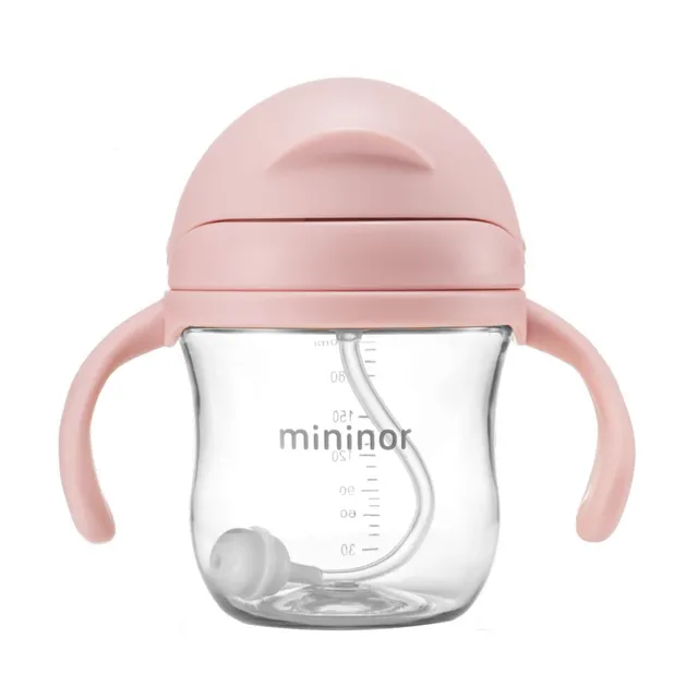 Mininor - Straw Bottle Tritan 220ml Rose