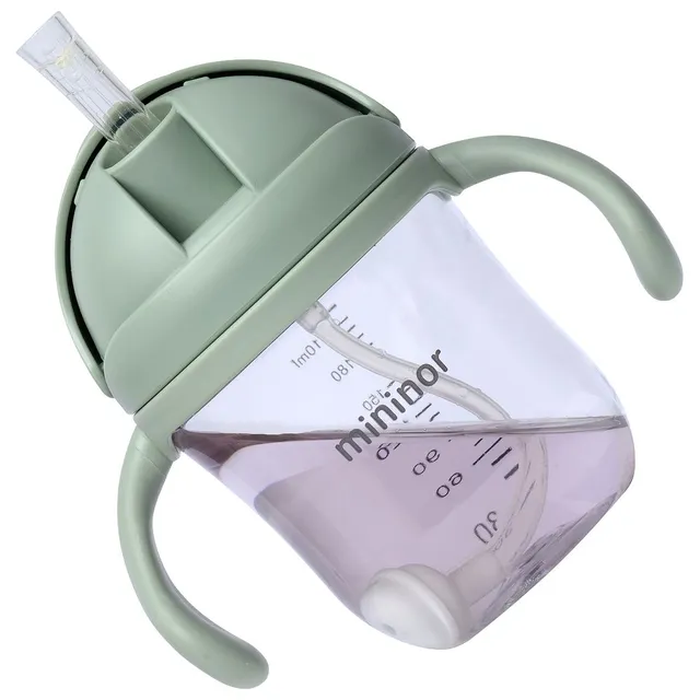 Mininor - Straw Bottle Tritan 220ml Willow Green