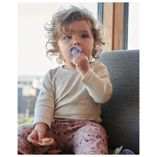 Mininor – Round Pacifier Latex 0M – Lilac Flower