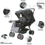 Moon – Magnum Tandem Easy Fold Twin Travel Stroller – Black