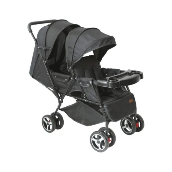Moon – Magnum Tandem Easy Fold Twin Travel Stroller – Black