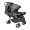 Moon – Magnum Tandem Easy Fold Twin Travel Stroller – Black + Grey dots