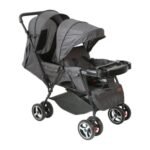 Moon – Magnum Tandem Easy Fold Twin Travel Stroller – Black + Grey dots