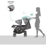 Moon – Magnum Tandem Easy Fold Twin Travel Stroller – Black + Grey dots