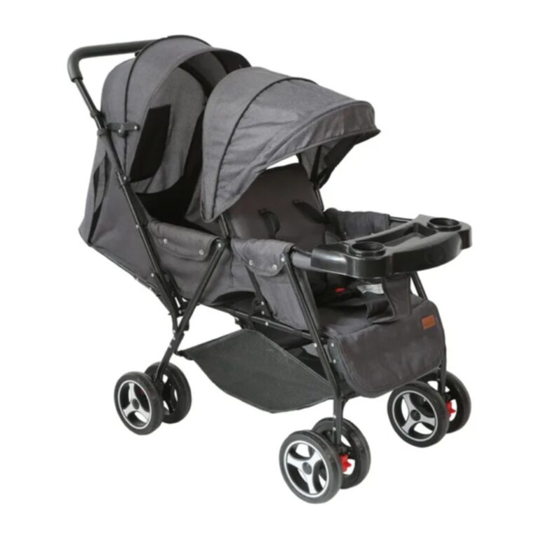 Moon - Magnum Tandem Easy Fold Twin Travel Stroller - Black + Grey dots