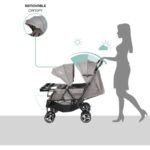 Moon – Magnum Tandem Easy Fold Twin Travel Stroller – Mid Grey