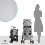Moon – Magnum Tandem Easy Fold Twin Travel Stroller – Mid Grey