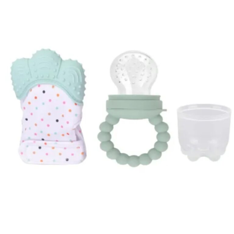 Pikkaboo Chew & Feed Teether with Fruit Pacifier Duo - Mint
