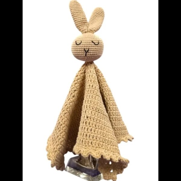 Pikkaboo HeavenlyHugs Handmade Crochet Cotton Rabbit Toy Blanket – Beige