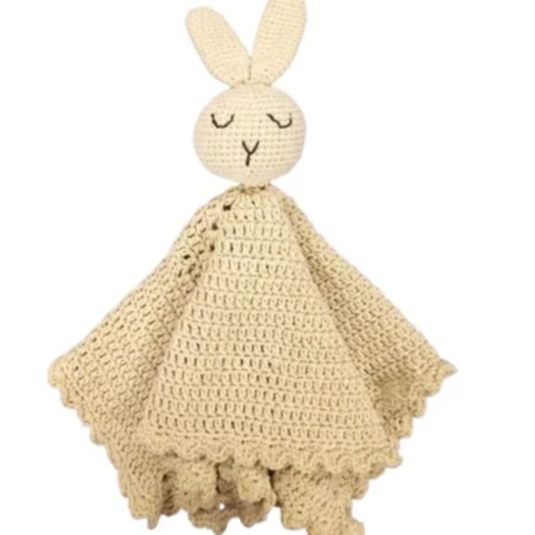 Pikkaboo HeavenlyHugs Handmade Crochet Cotton Rabbit Toy Blanket - Beige