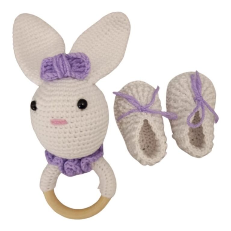 Pikkaboo - Heavenly Hugs Miss Rabbit Crochet Teether and Booties
