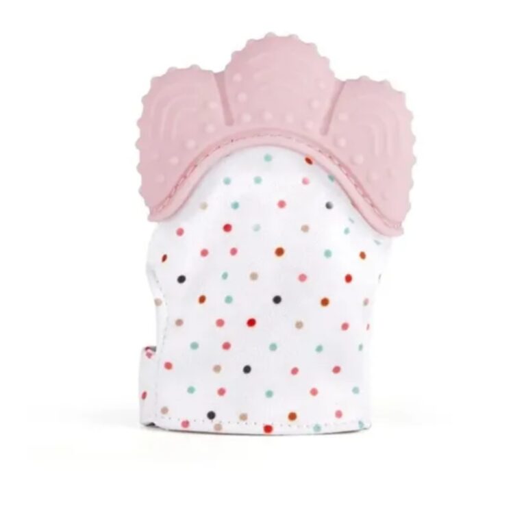 Pikkaboo - Organic 2-in-1 Nonslip Baby Mitten Teether & Pacifier - Pink/Mint