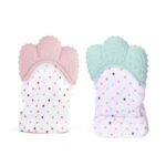 Pikkaboo – Organic 2-in-1 Nonslip Baby Mitten Teether & Pacifier – Pink/Mint