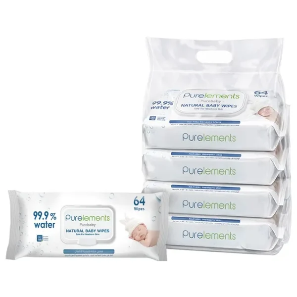 Purelements – Natural 99.9% Water Wipes – Pack of 4 – 256pcs