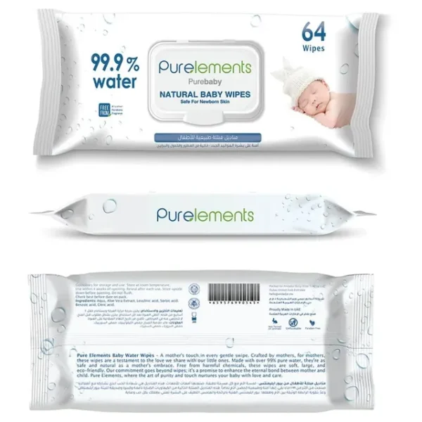 Purelements – Natural 99.9% Water Wipes – Pack of 4 – 256pcs