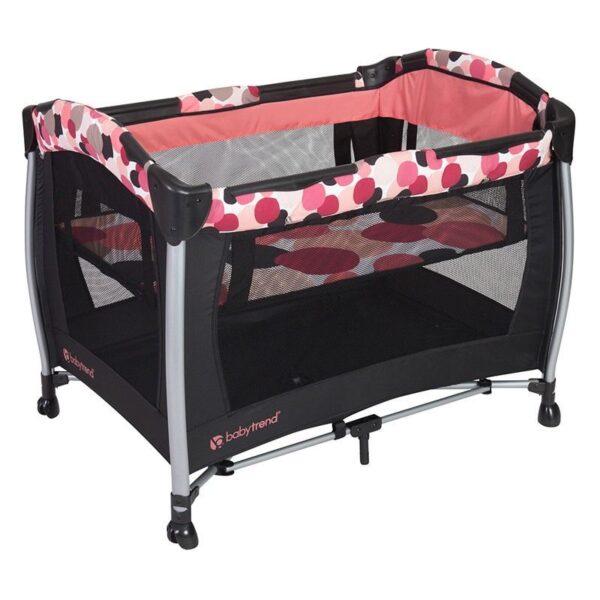 Baby Trend Black/Pink Resort Elite Nursery Center/Playpen Dotty