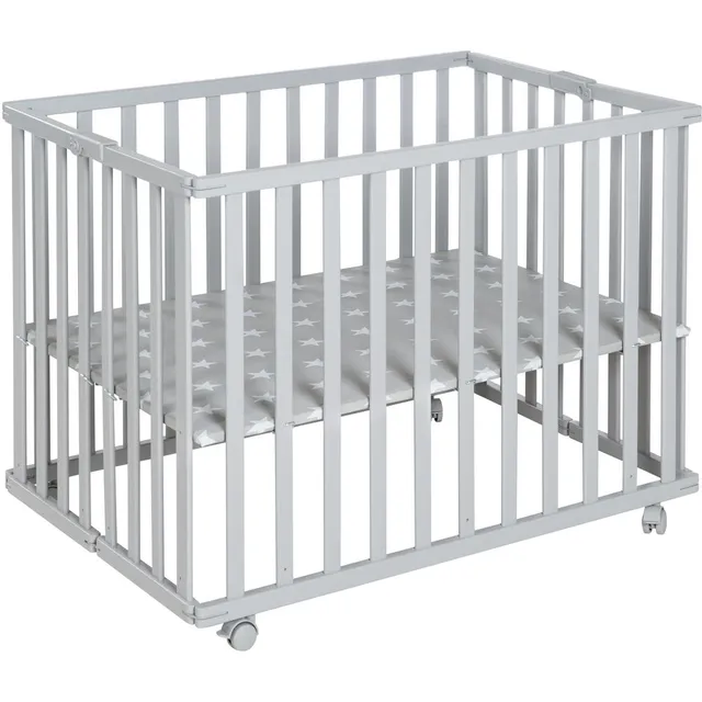 Roba - Wooden Foldable Playpen - 74 X 100 Cm - Taupe