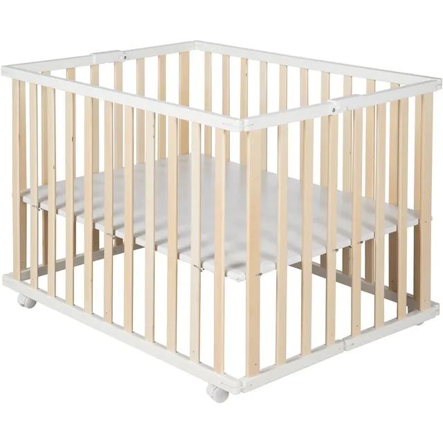 Roba - Wooden Foldable Playpen - 74 X 100 Cm - White