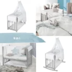 Roba – 4-in-1 Wooden Bedside Crib Set – 45 X 90 Cm – Star Magic Taupe