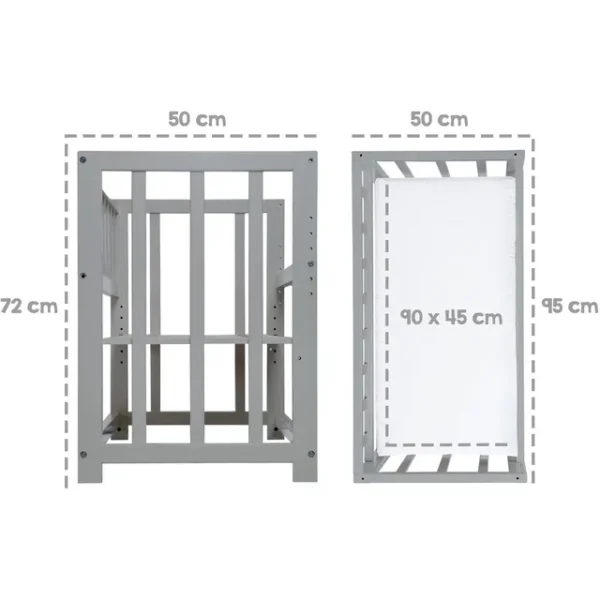 Roba – 4-in-1 Wooden Bedside Crib Set – 45 X 90 Cm – Star Magic Taupe