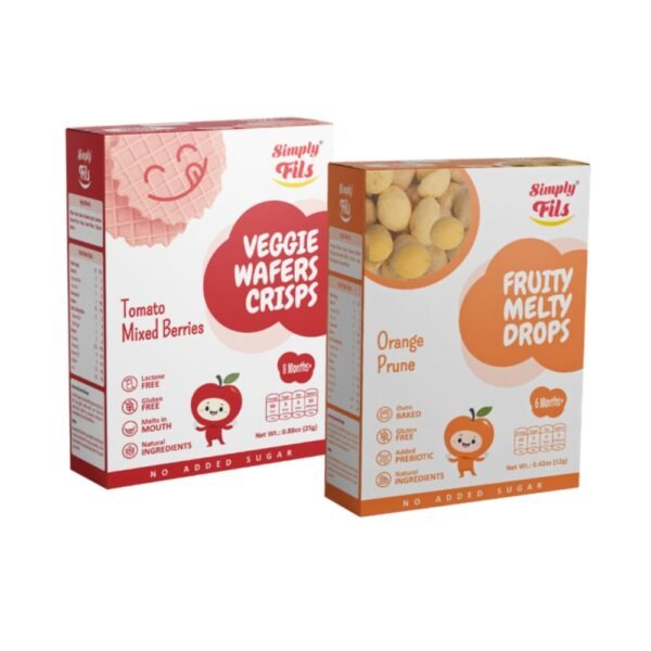 Simply Fils Veggie Wafers Crisps Tomato & Mixed Berries + Fruity Melty Drops Orange & Prune