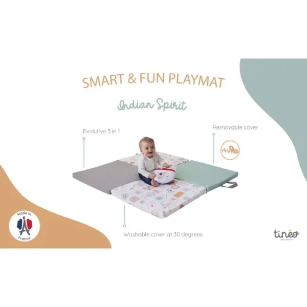 Tineo – 3-in-1 Smart & Fun, Playmat Indian Spirit – 120 x 120 cm