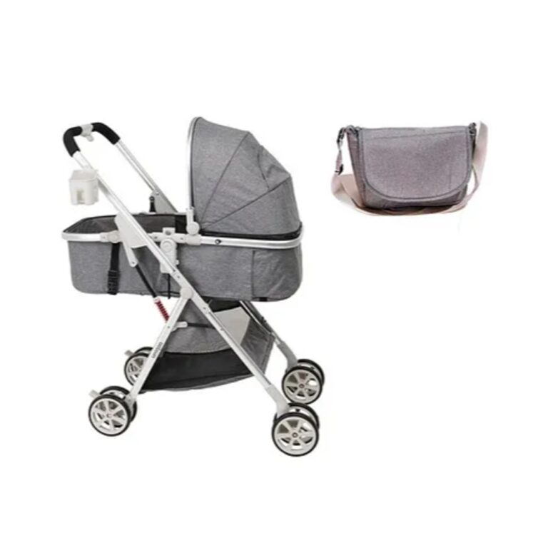 Uniqoo - 6 Premium Portable Pram W/ Diaper Bag - Grey