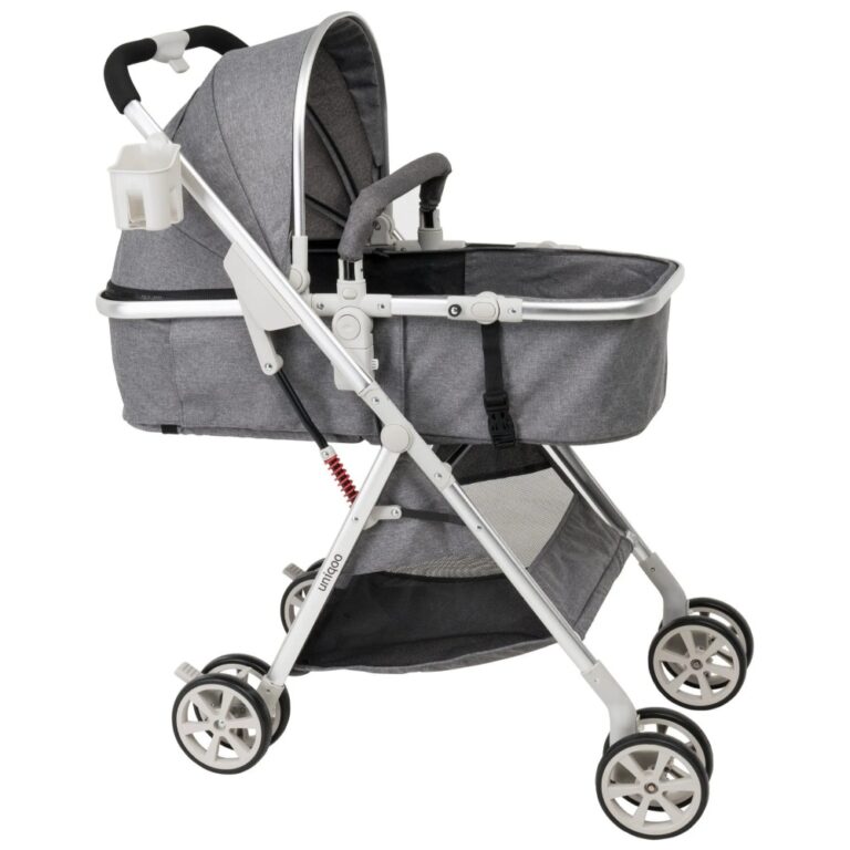 Uniqoo - 6 Premium Portable Pram W/ Diaper Bag - Grey