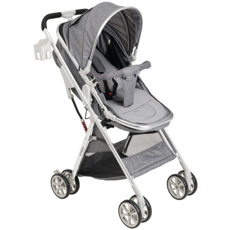Uniqoo - 6 Premium Portable Pram W/ Diaper Bag - Grey