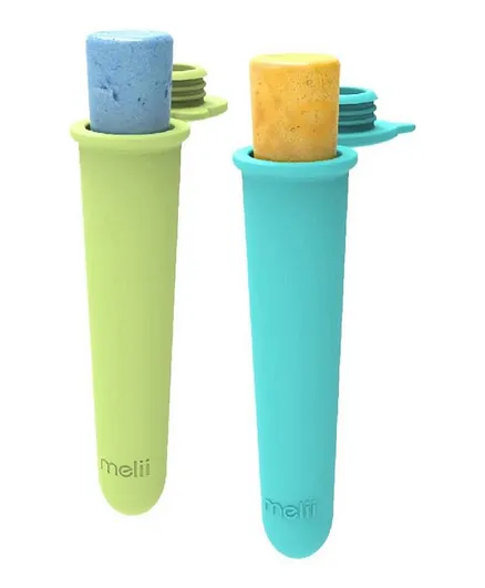 Melii Silicone Push Pops - 2 pack - Shark + Bear Blue + Lime