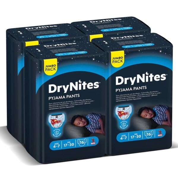 Huggies – Drynites Pyjama Pants, 4-7 Y, Boy, 17-30 Kg – 64 Bed Wetting Pants