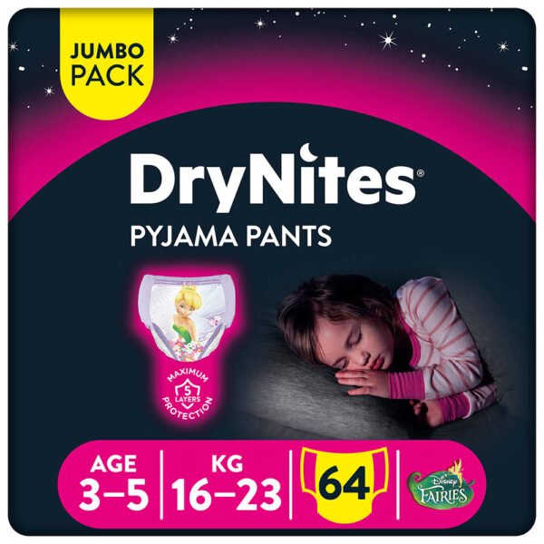 Huggies – Drynites Pyjama Pants, 3-5 Y, Girl, 16-23 Kg – 64 Pants